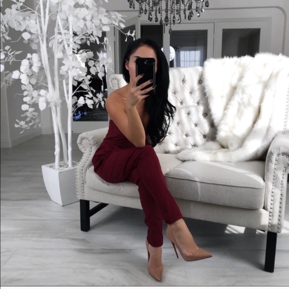 Ribbon Wine Jumpsuit View 4